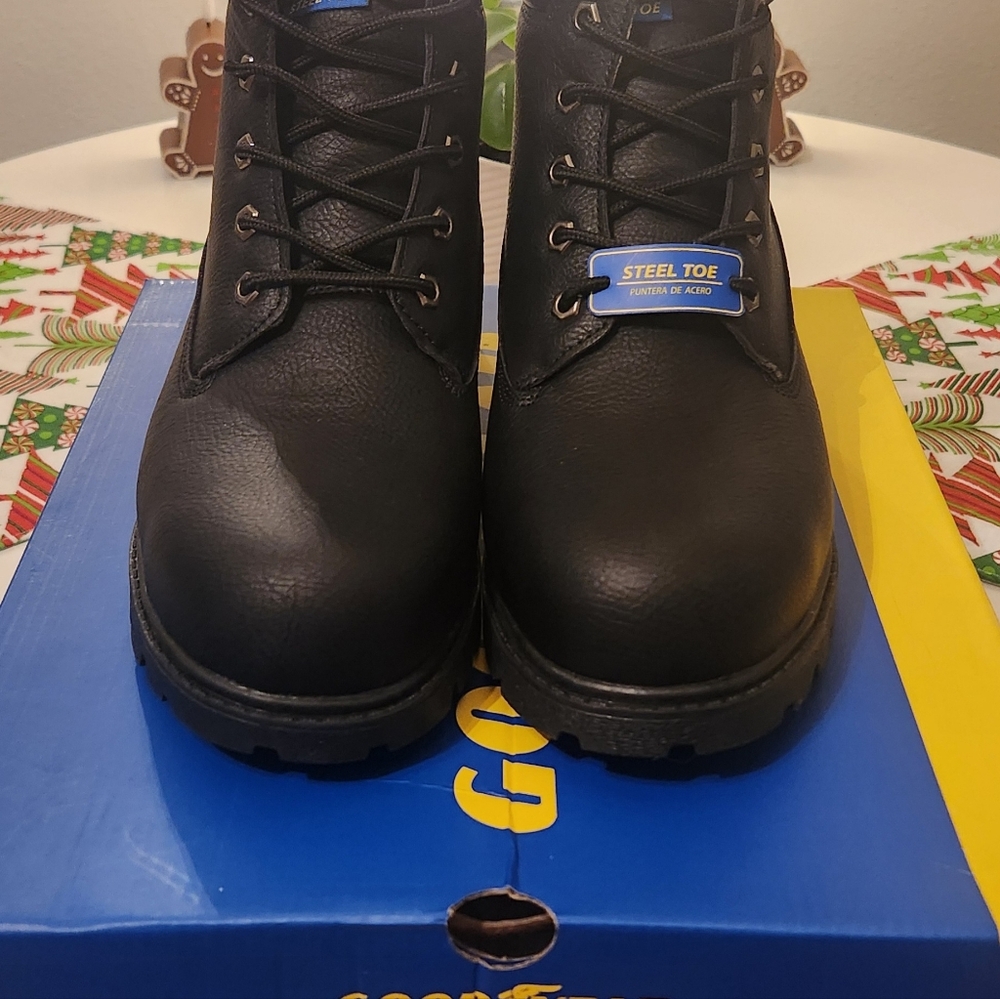 Black Steel Toe Boots Size 9 Mens